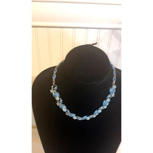 Stunning Vintage Antique Coro Pegasus Blue Flower Necklace.